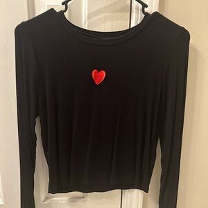 wild fable black long sleeve shirt with heart in size Large